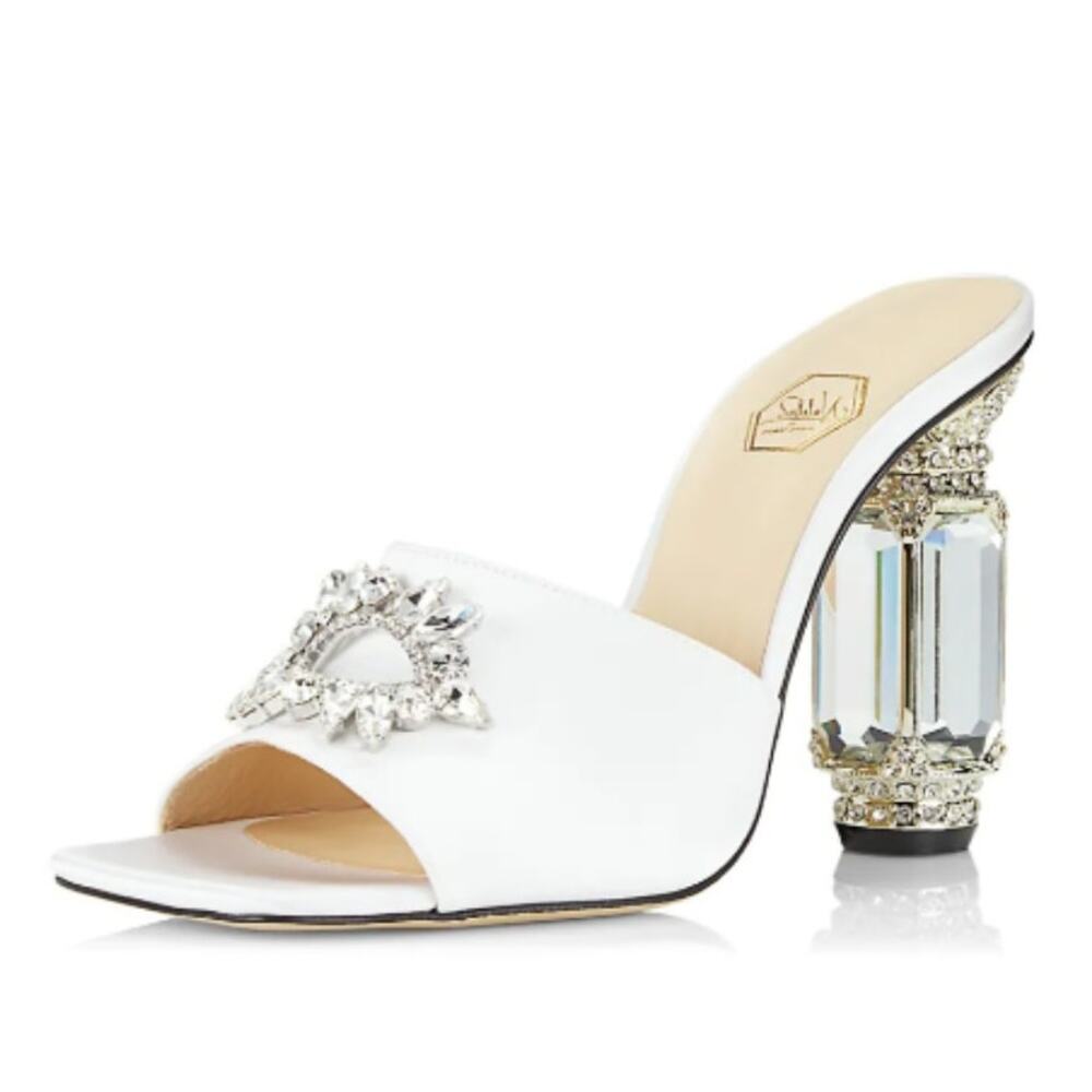 Nalebe Aurum Sandal Mule 100mm Embellished Square Toe Evening Occasion Dressy 6